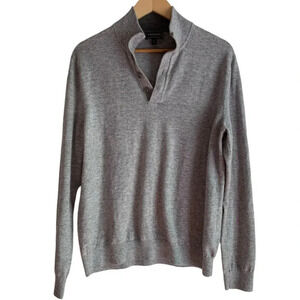 Express Men Merino Wool Blend Sweater Mock Neck Large Gray Preppy Academia